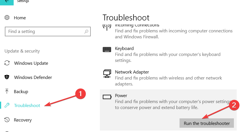 Power-Troubleshooter Windows 10