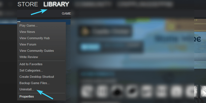 Steam ถอนการติดตั้งเกม