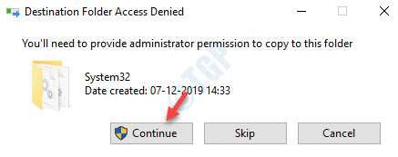 Destination Folder Access Denied Pop Up Fortsæt