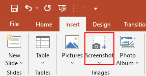 Öffnen Sie Screenshots Powerpoint