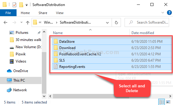 Softwaredistributie Selecteer alle bestanden Verwijderen