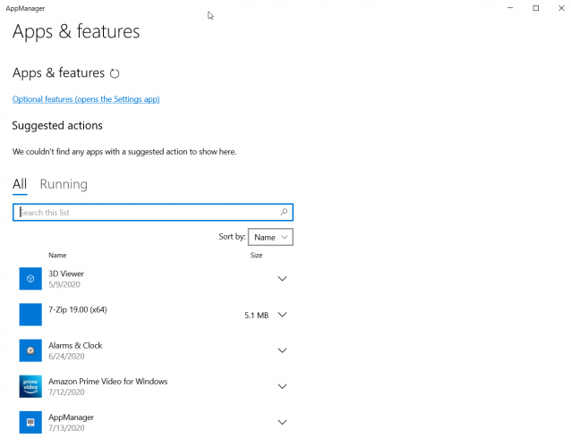 Εφαρμογή διαχειριστή εφαρμογών Windows 10
