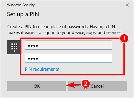 Windows 10: n sormenjälki lakkasi toimimasta asettamalla PIN-koodin