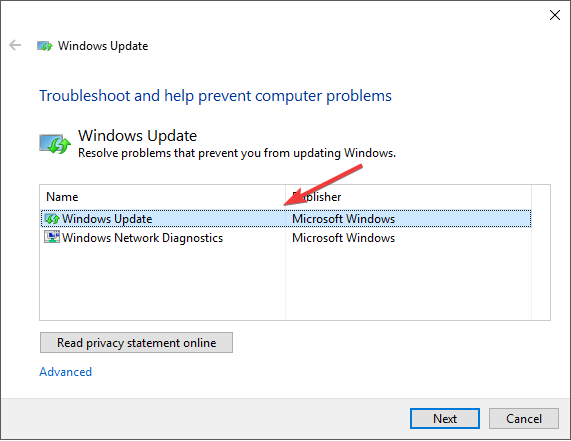 pemecah masalah pembaruan windows - Siluet tidak dapat diperbarui