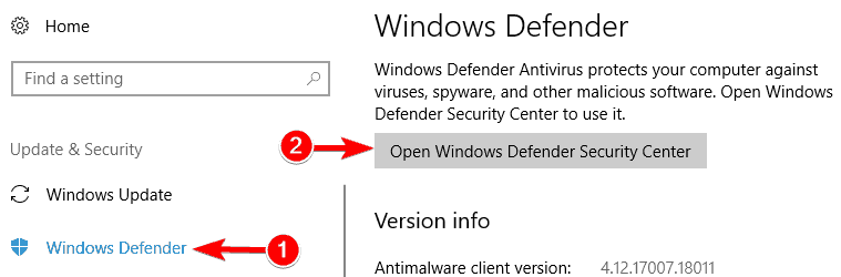 Program Windows Defender nelze zkontrolovat