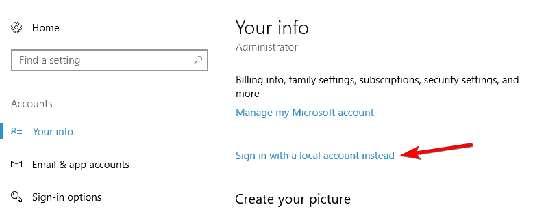 yerel bir hesapla oturum açın Windows 10 Mağazası açık kalmayacak