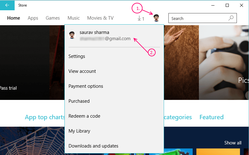 Come utilizzare Windows 10 Store con un altro account?