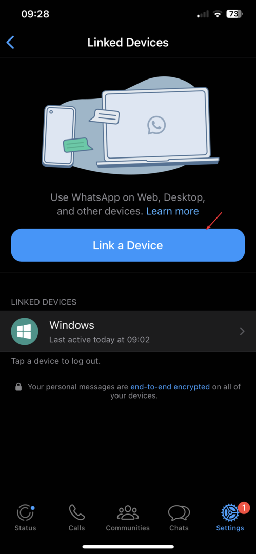 Linkitä laite whatsapp Windows 11