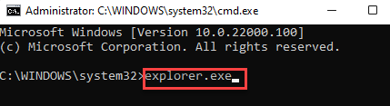 Prompt de comando (admin) Executar o comando para abrir o Explorer no modo Admin