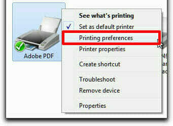 คุณสมบัติเครื่องพิมพ์ adobe pdf