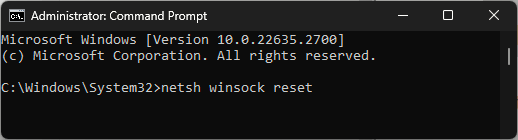 cmd_ netsh winsock reset