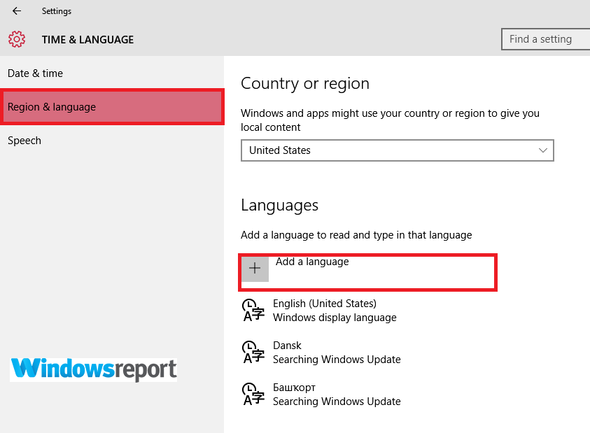 kod błędu 0x800f0954 pakiet językowy dodaj język