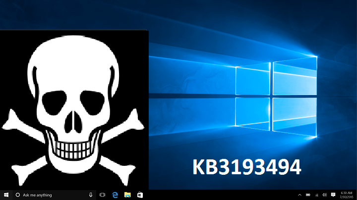 KB3193494 업데이트로 인해 Windows 10 컴퓨터가 중단됨