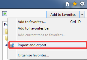 Import- und Exportoption in Internet Firefox