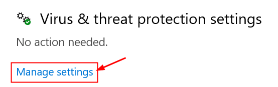 Protección contra amenazas de virus Administrar configuración Mín.