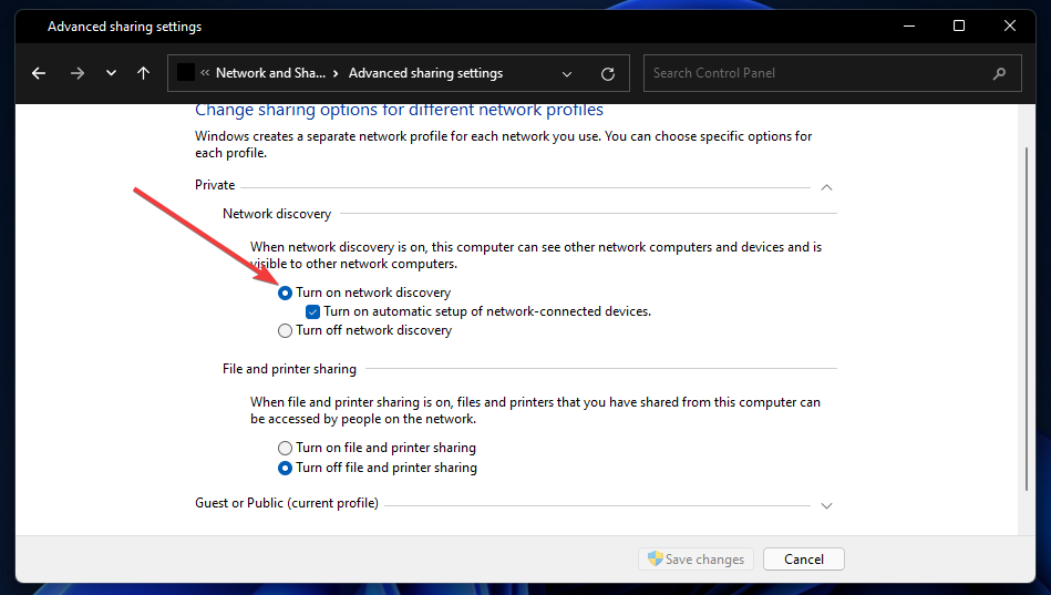 Włącz opcję wykrywania sieci w systemie Windows 11 zdalny pulpit nie działa