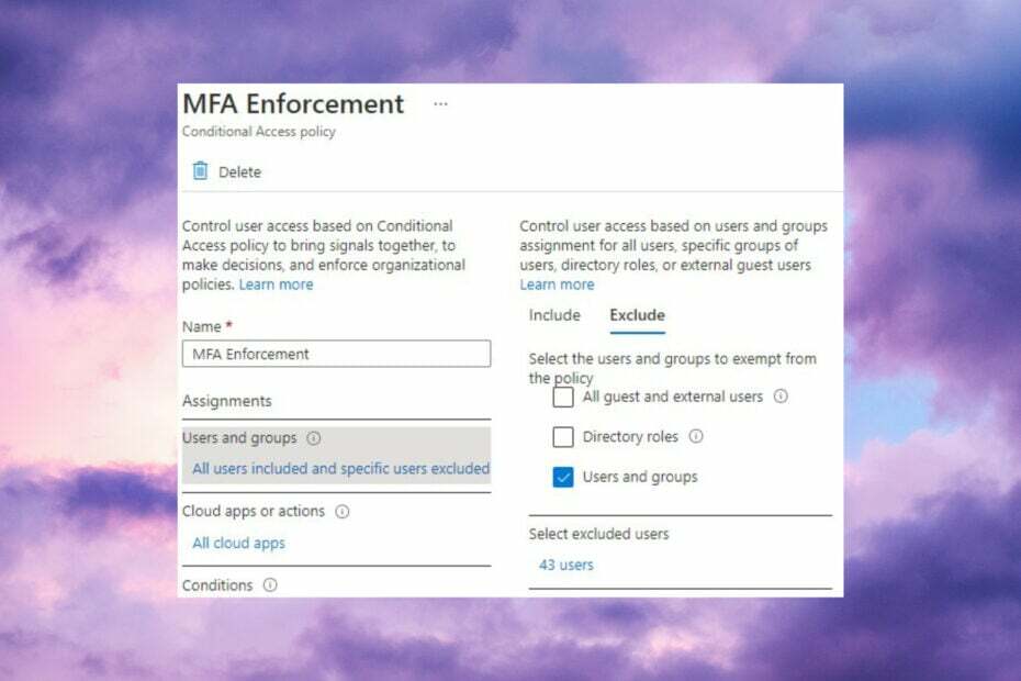 Как да изключите потребител от MFA в Azure