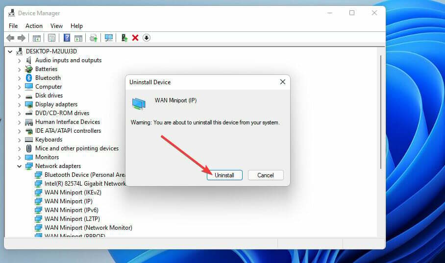 Desinstalli valik Windows 11 vpn ei tööta