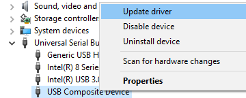 Aktualizujte ovladač USB