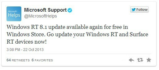 A Microsoft traz a atualização do Windows RT 8.1 de volta à Windows Store