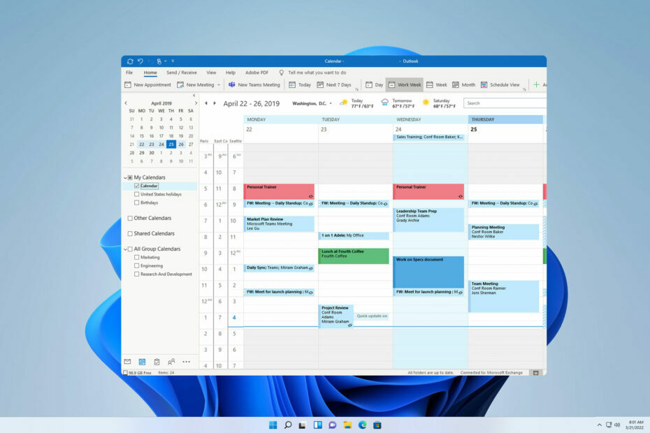 afficher les tâches sur le calendrier Outlook