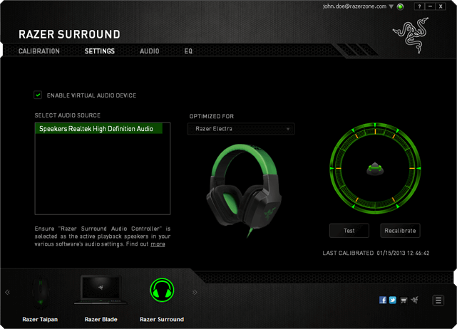 razer sorround - virtuele sorround soft