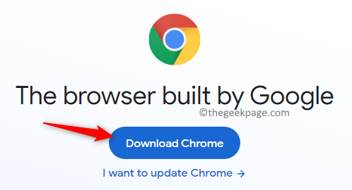 Clique em Baixar Chrome Min