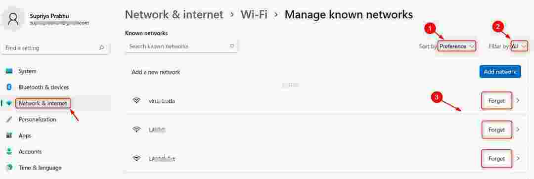 Felejtse el a Wi-Fi hálózatot a Win11 11zon Beállítások alkalmazásból