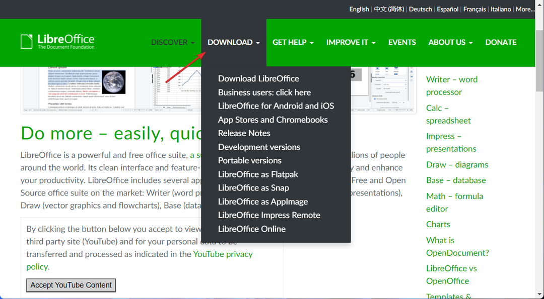 הורדה של libre-download libreoffice עבור Windows 11