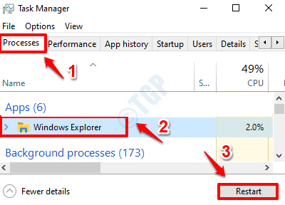 3 Paleiskite „Windows Explorer“ iš naujo
