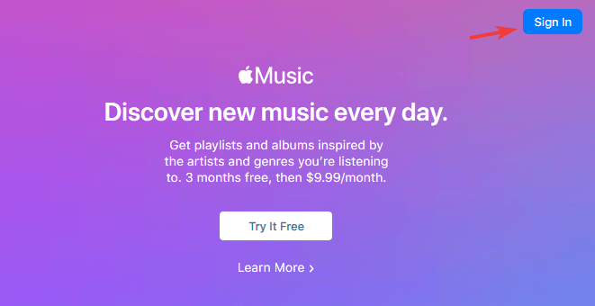 Войдите в браузер Apple Music
