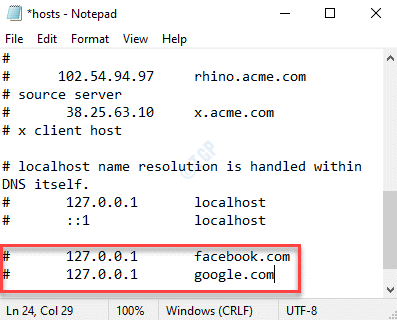 Kladblok-hosts Bestands-IP-adressen na verwijdering lokale host