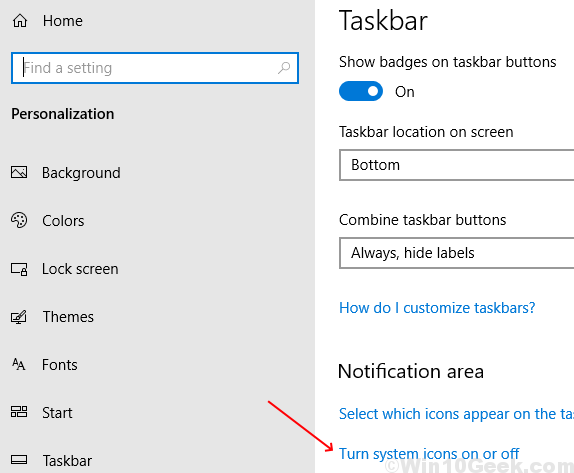 Icone di sistema della barra delle applicazioni