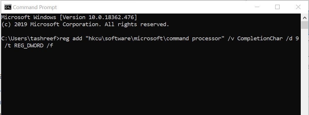 Windows 10-komentokehote automaattinen täydennys ei toimi
