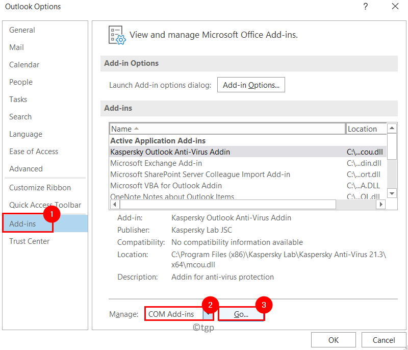 خيارات Outlook إضافة إضافات دقيقة