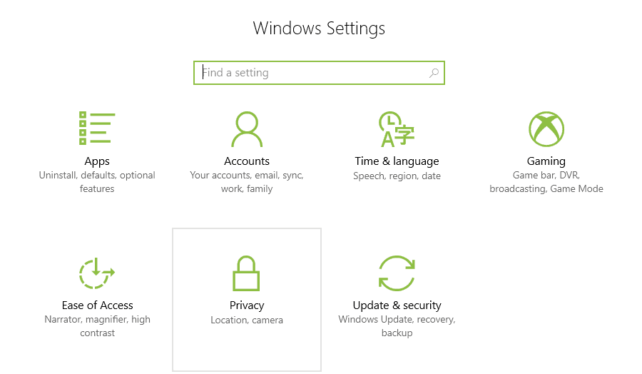 Windows 10 Spring Creators 업데이트 개인 정보 설정