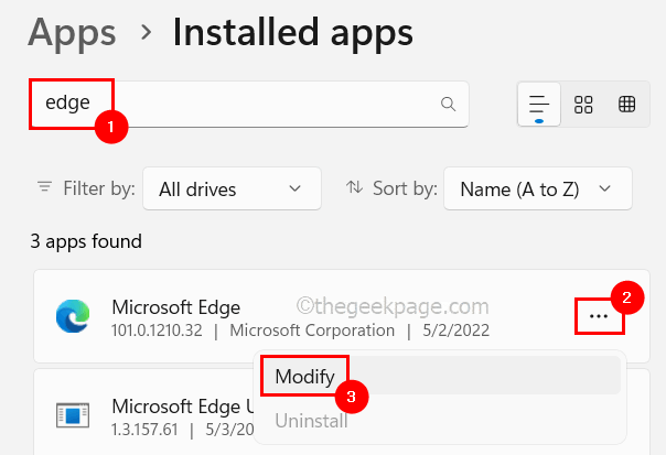 Căutați Edge în aplicațiile instalate 11zon