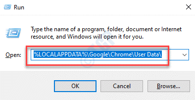 Kør kommando Indsæt kommando for at slette Chrome-brugerprofil Enter