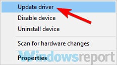atualizar o menu do driver HDMI não funciona
