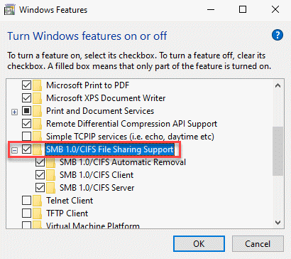 Windows apresenta suporte para compartilhamento de arquivos Cifs Smb 1.0