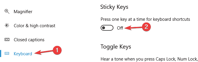 Sticky Keys slås tilfeldig på