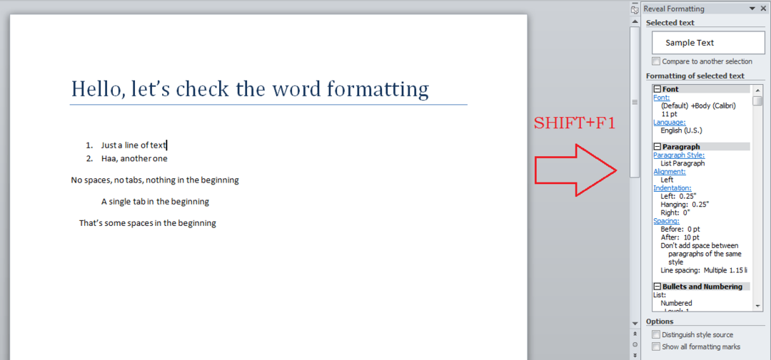 Показване на маркировки за форматиране и разкриване на символи за форматиране в Word