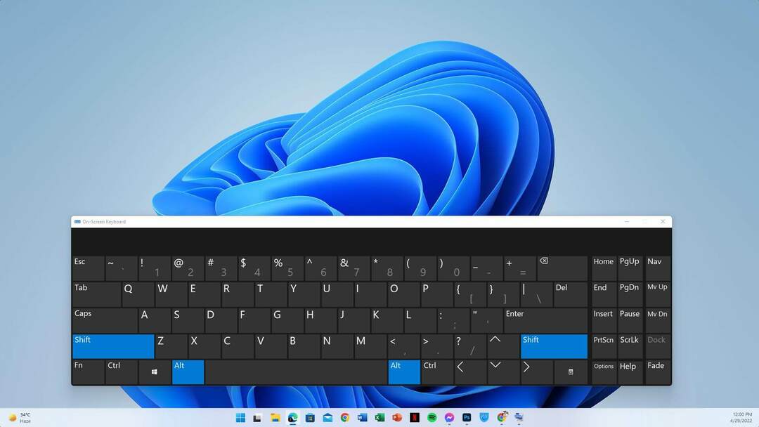 Windows 11 на екранна клавиатура