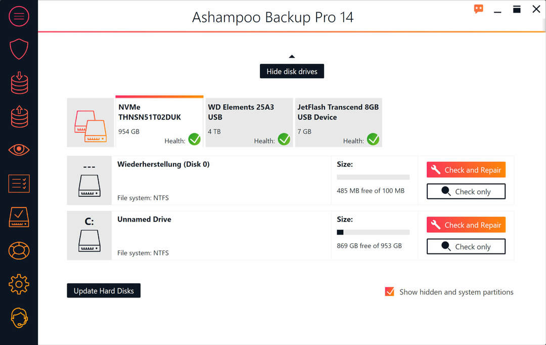 Klonowanie migracji danych Samsunga Ashampoo Backup Pro 14 nie powiodło się 00001