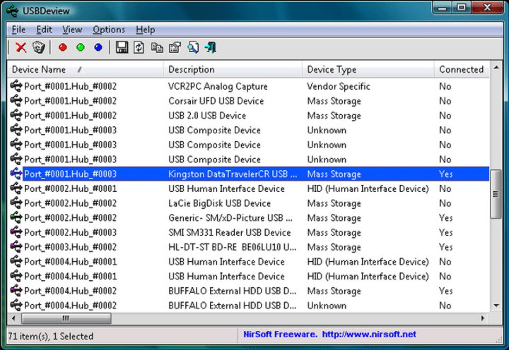 USBDeview-ohjelmisto estää USB-laitteet