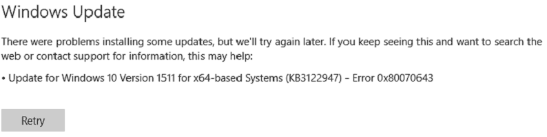 Correzione rapida per l'errore di installazione dell'aggiornamento di Windows 10 KB3122947