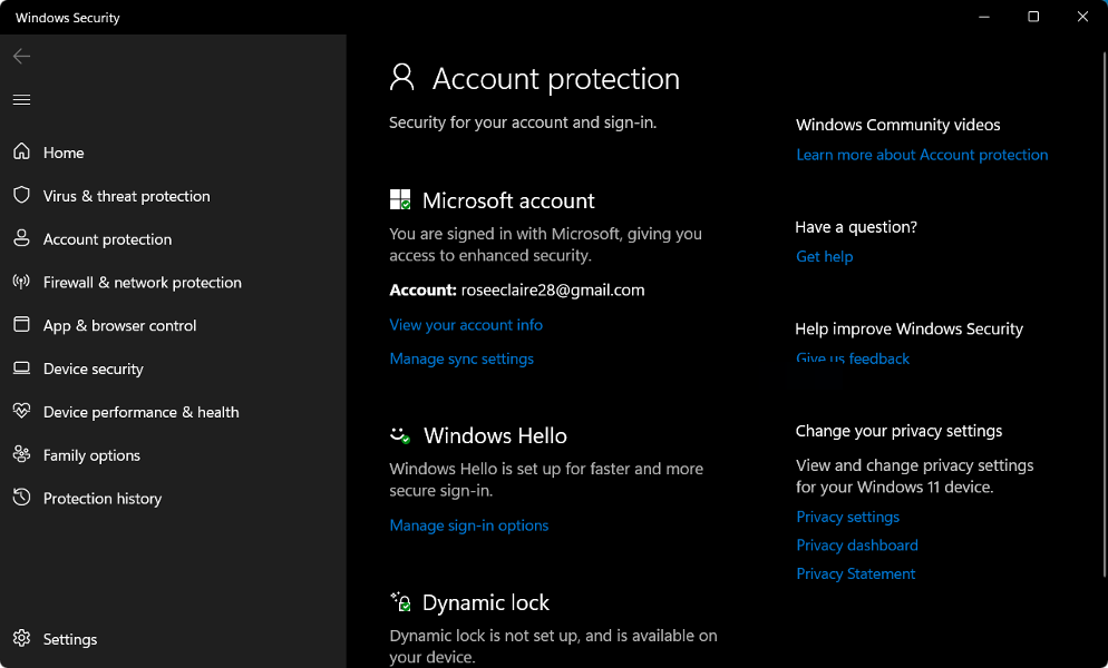 konto seaded võtavad Windows 11 kausta omandiõiguse. 