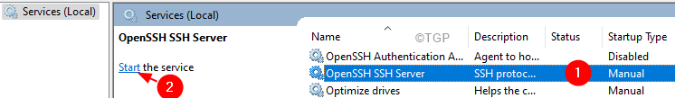 Openssh-Server starten