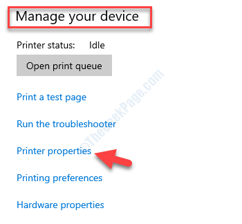 Zarządzaj właściwościami drukarki urządzenia