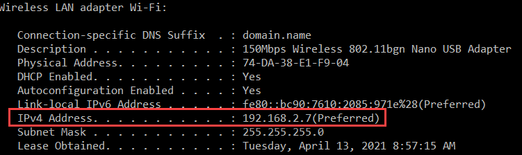 IPv4 Not Aşağı Min